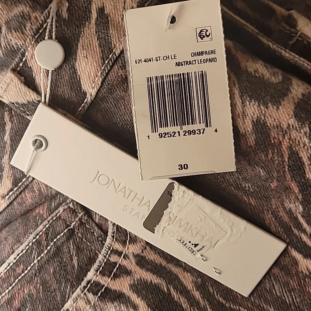 JONATHAN SIMKHAI HIGH RISE ANIMAL PRINT CROPPED JEANS  BROWN SZ 30 - Picture 8 of 10